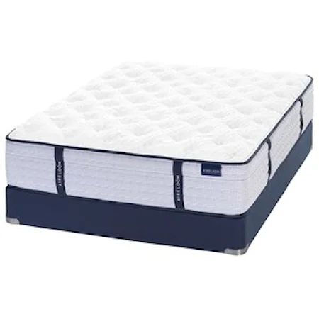 Queen Luxury Firm Pocketed Coil Mattress and Low Profile V-Shaped Semi-Flex Grid Foundation